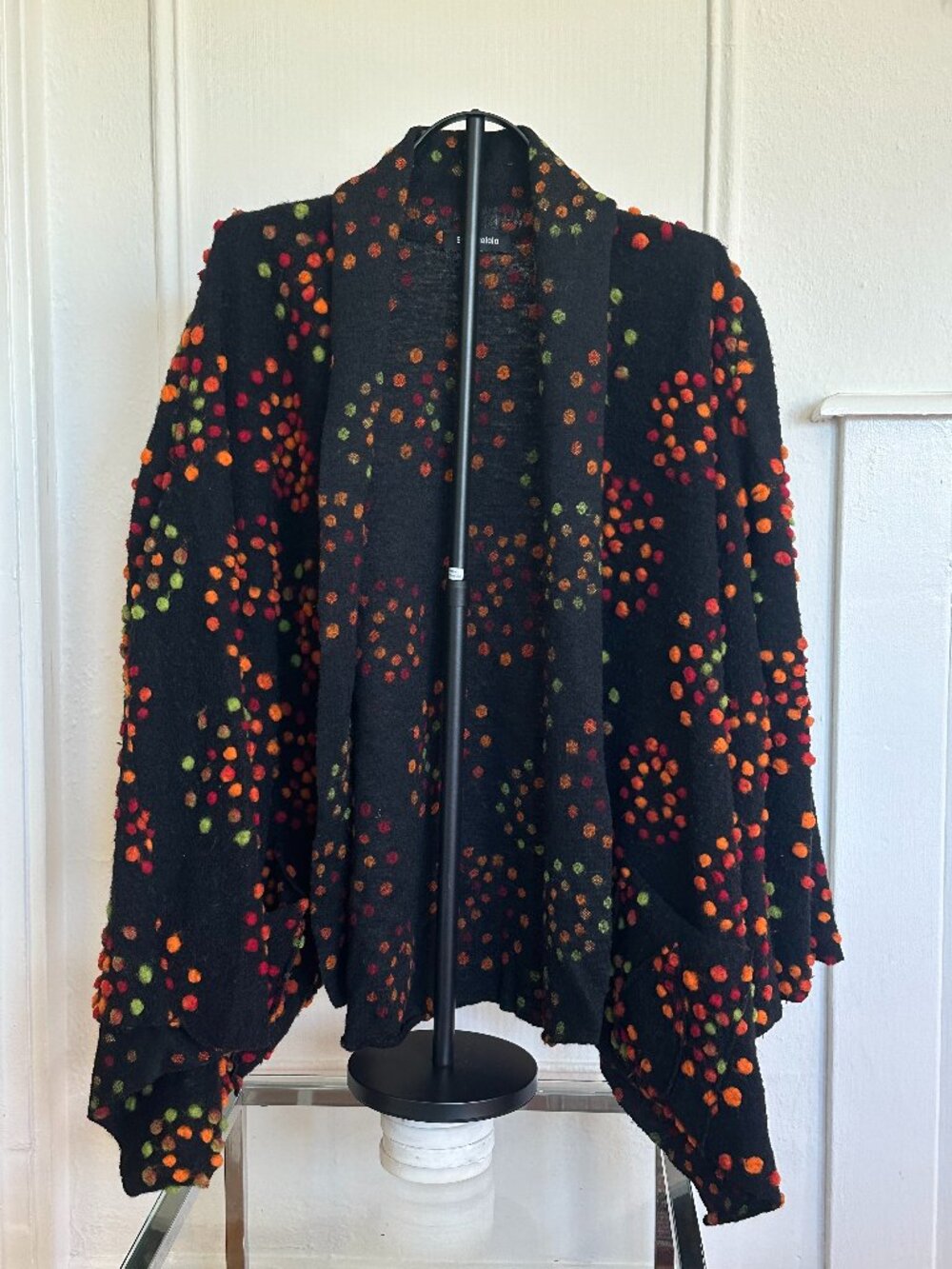 Eva Tralala Paris Black Wool Polka Dot Jacket – Avant Garde Draped Size 2X